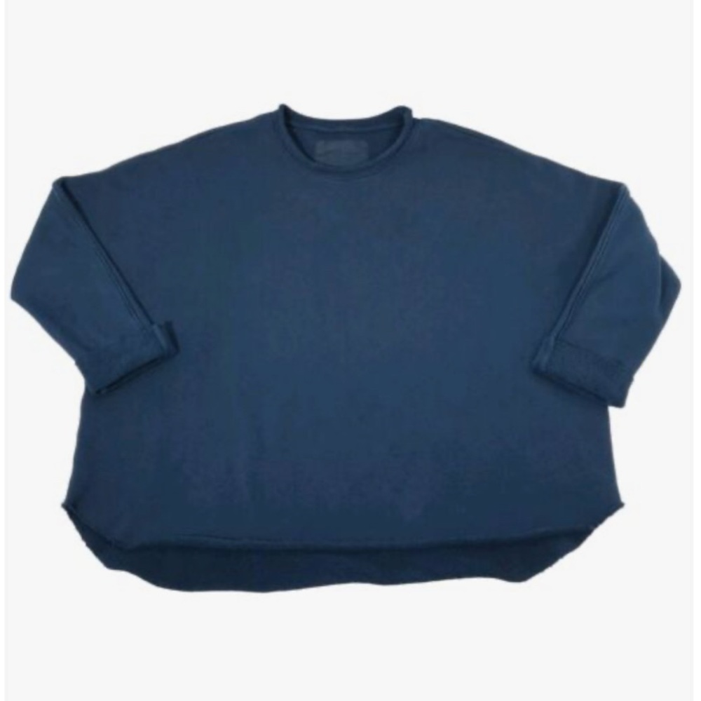 Frank & Eileen Anna Long Sleeve Capelet Blue Large Sweatshirt